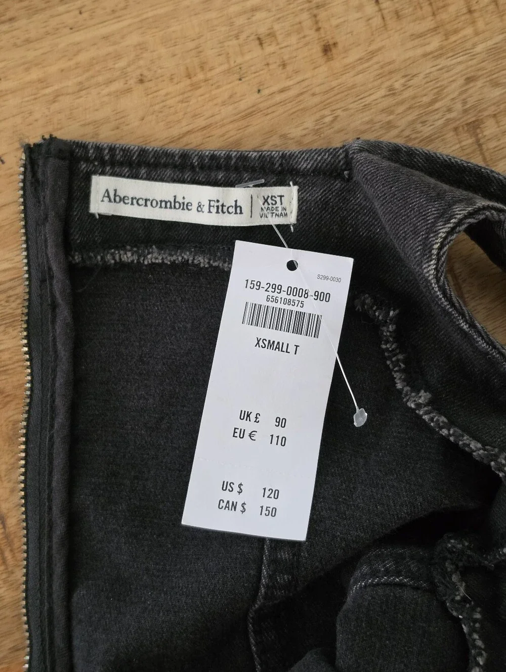 ​Abercrombie & Fitch Black Denim Mid Dress Size XS Tall NWT